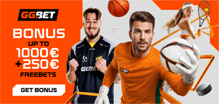 GGBET welcome bonus — up to €1000 + €250 freebets